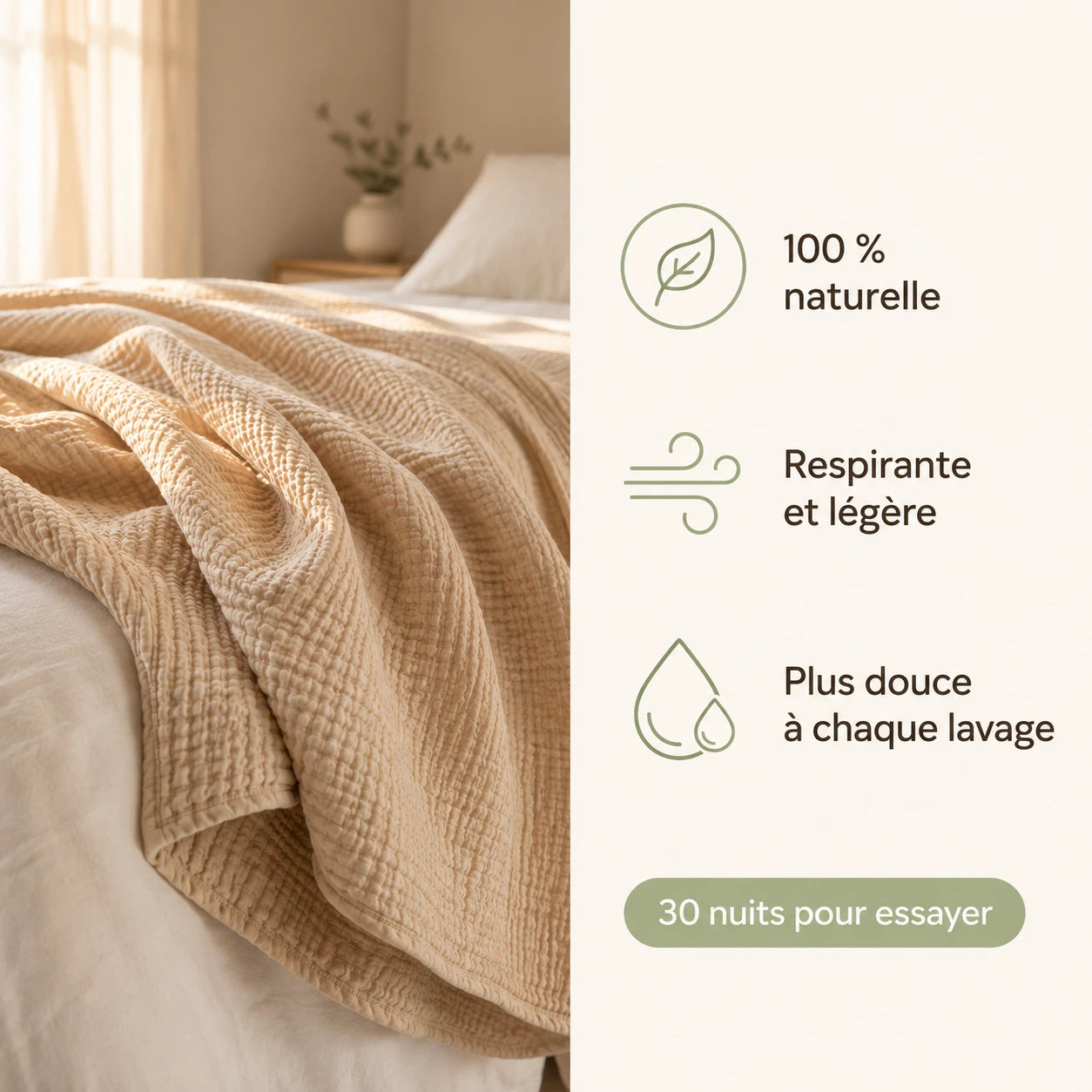 La Couverture 100 % Mousseline de Coton